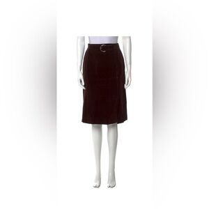 Courreges Brown Belted Knee-Length Skirt